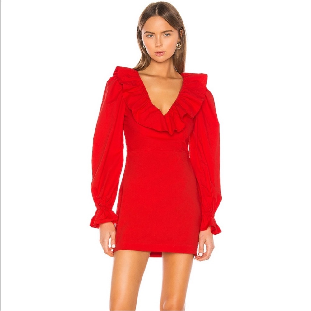 Camila Coehlo FLAMENCO RED MINI DRESS